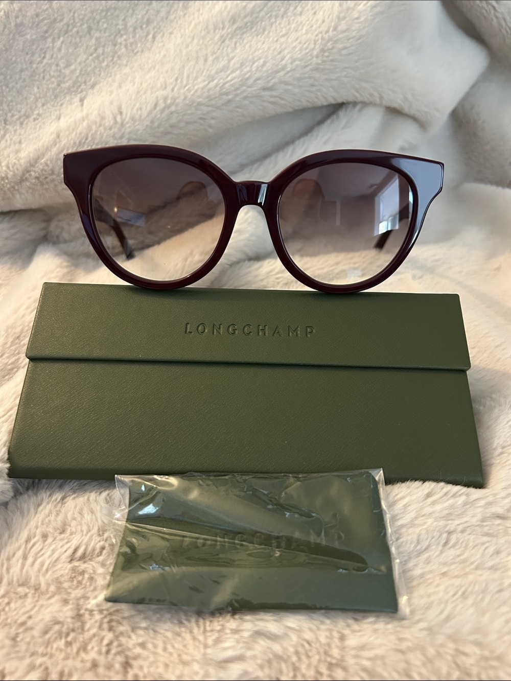 Longchamp Women's Deep Burgundy Cat-Eye Sunglasses
